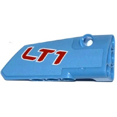 medium blue technic panel fairing 4 small smooth long side b with lt1 pattern sticker - set 42036