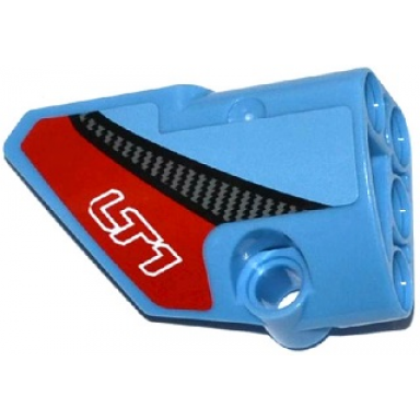 medium blue technic panel fairing 1 small smooth short side a with lt1 red stripe and carbon fiber pattern sticker - set 42036