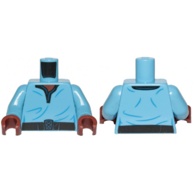 medium blue torso sw v-collar shirt and dark blue trim pattern printing on back lando calrissian medium blue arms reddish brown hands