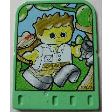 story builder jungle jam card with boy carrying hat and binoculars pattern