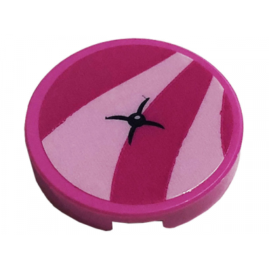 dark pink tile round 2 x 2 with bottom stud holder with dark pink cushion and black button pattern sticker - set 41444
