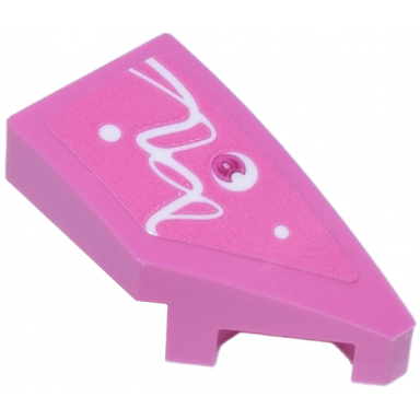 dark pink wedge 2 x 1 x 2 3 right with white curved lines and dots and magenta circle pattern sticker - set 77241