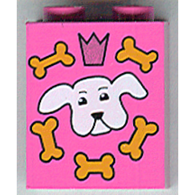 dark pink brick 1 x 2 x 2 with inside axle holder with dog biscuit box pattern