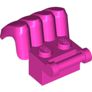 dark pink brick modified 1 x 2 with bar handle and 4 legs claws on opposite sides