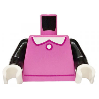dark pink torso white collar and button with magenta outline pattern black arms white hands