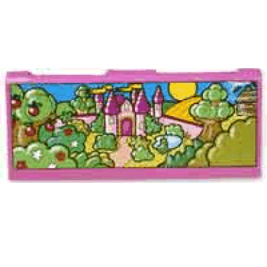 dark pink story builder pink palace card storage unit and memory card with castle and scenery pattern
