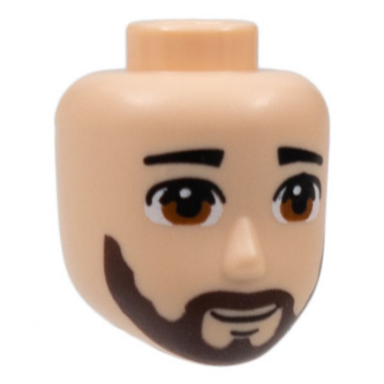 mini doll head friends male large with black eyebrows dark orange eyes dark brown beard and grin pattern