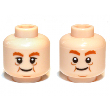 light nougat minifigure head dual sided lotr bombur cheek lines happy surprised pattern