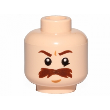 light nougat minifigure head moustache brown bushy large brown eyebrows white pupils pattern sw trooper