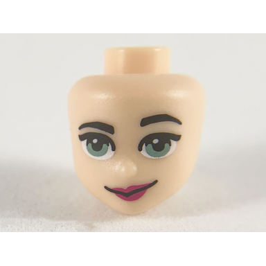 light nougat mini doll head friends with sand green eyes magenta lips and smirk pattern