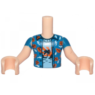 torso mini doll boy blue with leaves shirt and light blue with palm undershirt pattern light nougat arms with hands with blue sleeves