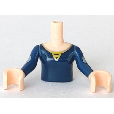 light nougat torso mini doll girl dark blue with gold trim pattern light nougat arms with hands with dark blue sleeves gold band disney princess merida