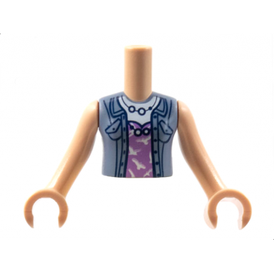light nougat torso mini doll girl medium lavender top with white birds and high neckline sand blue vest pattern light nougat arms with hands