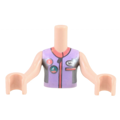light nougat torso mini doll girl lavender coral and pearl dark gray sailing outfit badges name tag and pockets pattern light nougat arms with hands