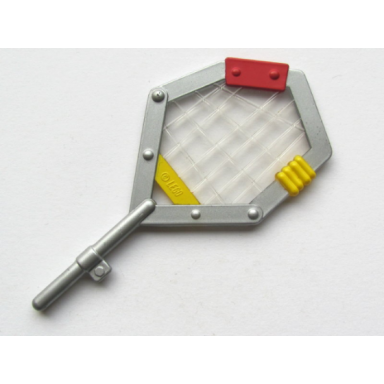 metallic silver duplo utensil tennis racket with thin handle little robots