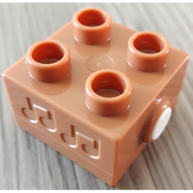 duplo brick 2 x 2 sound with debossed music notes white button and animal sounds