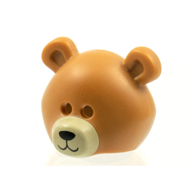 medium nougat minifigure headgear mask bear rounded with black nose and mouth tan muzzle pattern bam