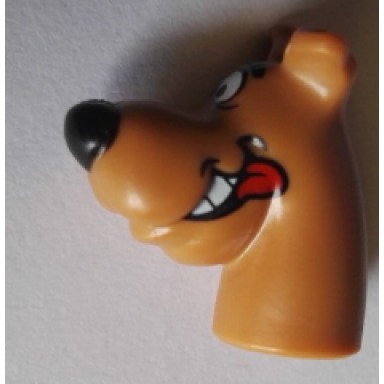 medium nougat dog head great dane scooby-doo with black nose smile on both sides and tongue pattern