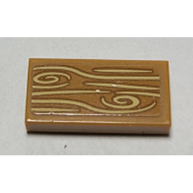 medium nougat tile 1 x 2 with wood grain pattern sticker - set 41364