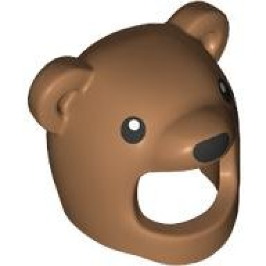 medium nougat minifigure headgear head cover costume polar bear with black eyes and nose pattern