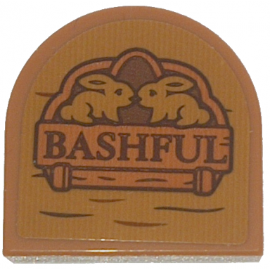 medium nougat tile round 2 x 2 half circle extended with wood grain and bashful pattern sticker - set 43242