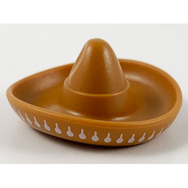 medium nougat minifigure headgear hat mexican sombrero with white maracas trim pattern