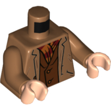 medium nougat torso harry potter jacket with reddish brown vest and striped gryffindor scarf pattern medium nougat arms light nougat hands