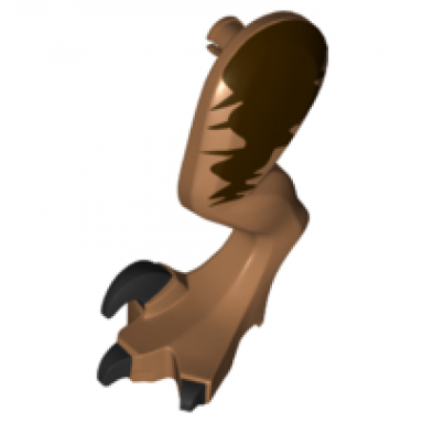medium nougat dinosaur leg large rear raptor left with pin with black claws and dark brown markings pattern