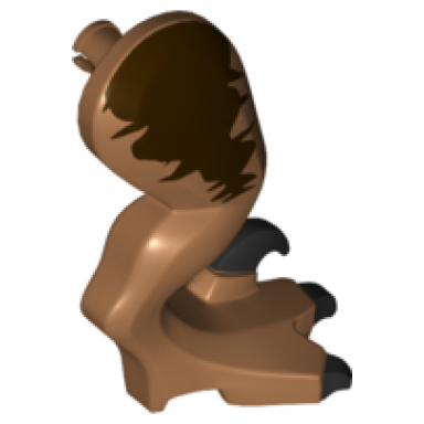 medium nougat dinosaur leg large rear raptor right with pin with black claws and dark brown markings pattern