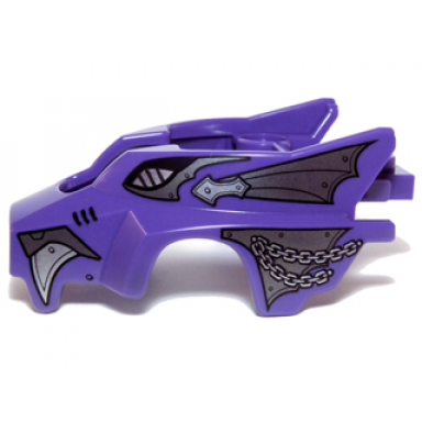 flywheel fairing wolf shape with silver scaled armor chains and fangs pattern