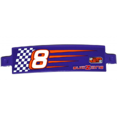 dark purple technic panel curved 3 x 13 with number 8 game zone and dark purple and white checkered pattern model left side sticker - set 42048