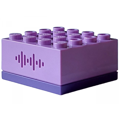 electric sound brick 4 x 4 with medium lavender top and 31 randomized sounds talking sorting hat