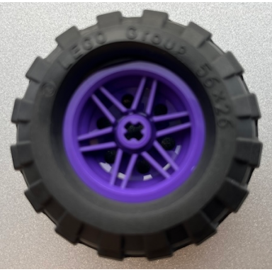dark purple wheel 30.4mm d x 20mm with no pin holes and reinforced rim with black tire 56 x 26 balloon 56145 55976
