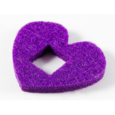dark purple felt fabric 4 x 3 heart thick with square hole