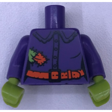 dark purple torso female shirt with buttons orange belt buckle lime and orange patches pattern bam dark purple arms lime hands