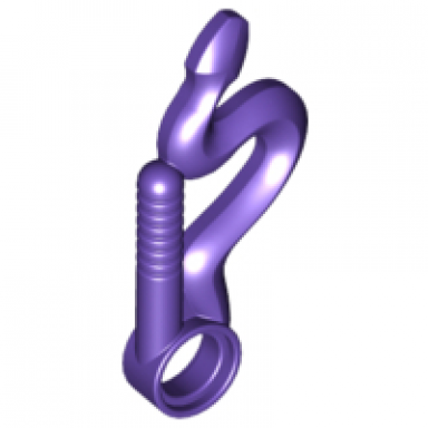 dark purple minifigure weapon whip bent with snake head and pin hole