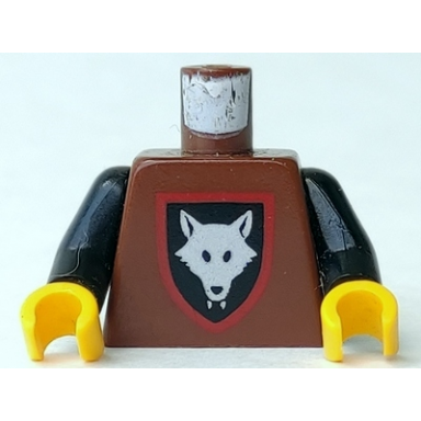 brown torso castle wolfpack pattern black arms yellow hands