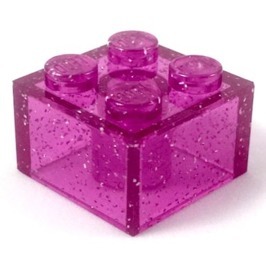 glitter trans-dark pink brick 2 x 2
