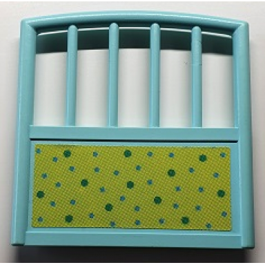 aqua scala baby crib footboard 1 x 7 x 6 with green dots pattern sticker - set 3119