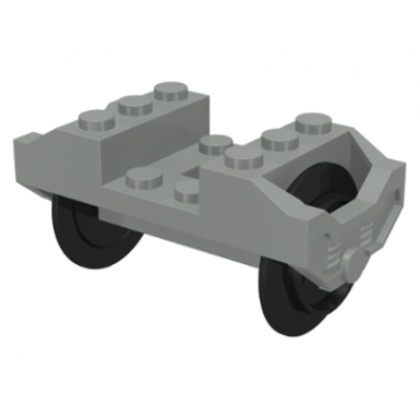 light gray train wheel rc holder with black train wheel pair on chrome silver metal axle with slots 2878 2879c01