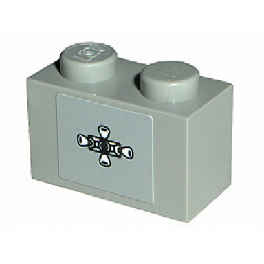 light gray brick 1 x 2 with repositioning rockets pattern sticker - set 7468