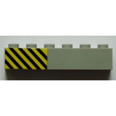 light gray brick 1 x 6 with black and yellow danger stripes pattern left sticker - set 7823