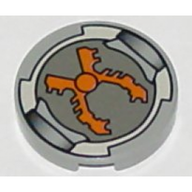 light gray tile round 2 x 2 with orange grabber pattern