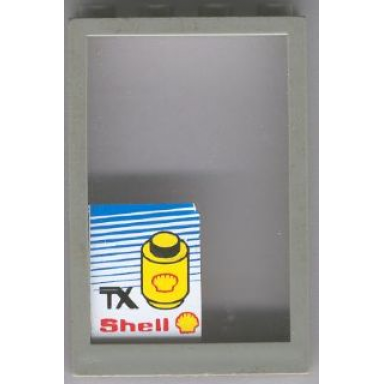 light gray window 1 x 4 x 5 with fixed glass with tx shell logo and yellow 1 x 1 round brick on blue striped background pattern sticker - set 6378
