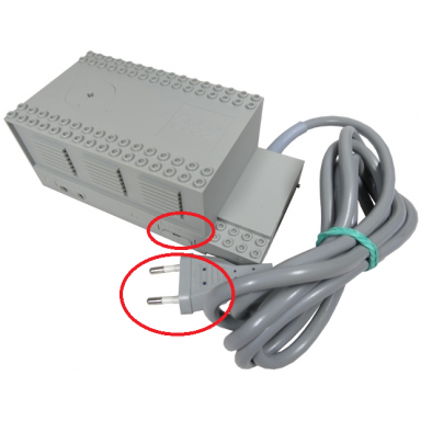 light gray electric train 12v transformer for 220v - type 3 with output cover plug continental european