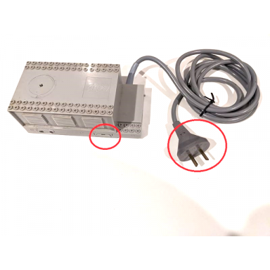 light gray electric train 12v transformer for 240v - type 3 with output cover plug australian