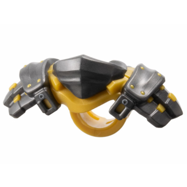 pearl dark gray minifigure armor shoulder pads and bandana with molded pearl gold rivets and scabbard for 2 katanas pattern