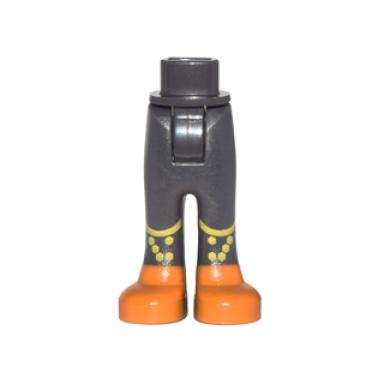 pearl dark gray mini doll hips and trousers with back pockets with orange shoes and yellow curved lines and hexagons pattern - thick hinge