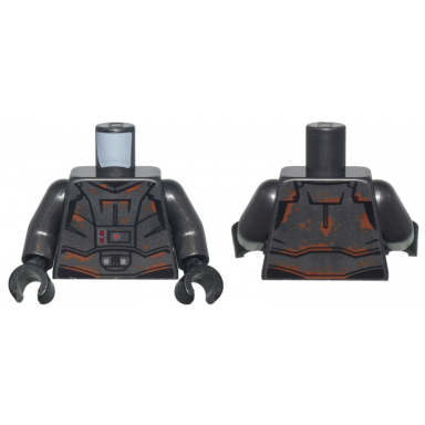 pearl dark gray torso sw armor plates with dark orange dirt red and silver buttons pattern pearl dark gray arms black hands