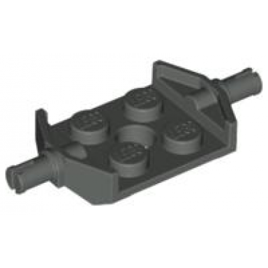 dark gray plate modified 2 x 2 with wheels holder wide and hole
